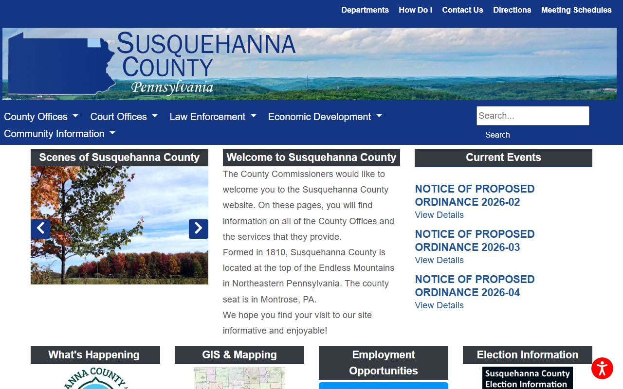 Susquehanna County Register of Wills courthouse for obituary and death records in Montrose Pennsylvania
